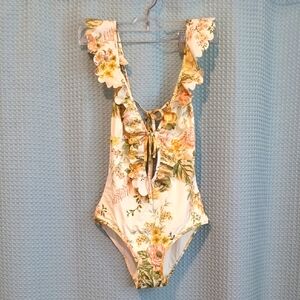 NWT Sz 1 Zimmermann Amélie Frill Floral One-Piece Swimsuit